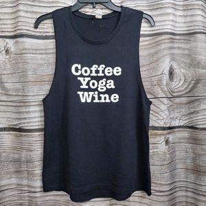 ☕Black Sleeveless Top Coffee Yoga Wine🍷